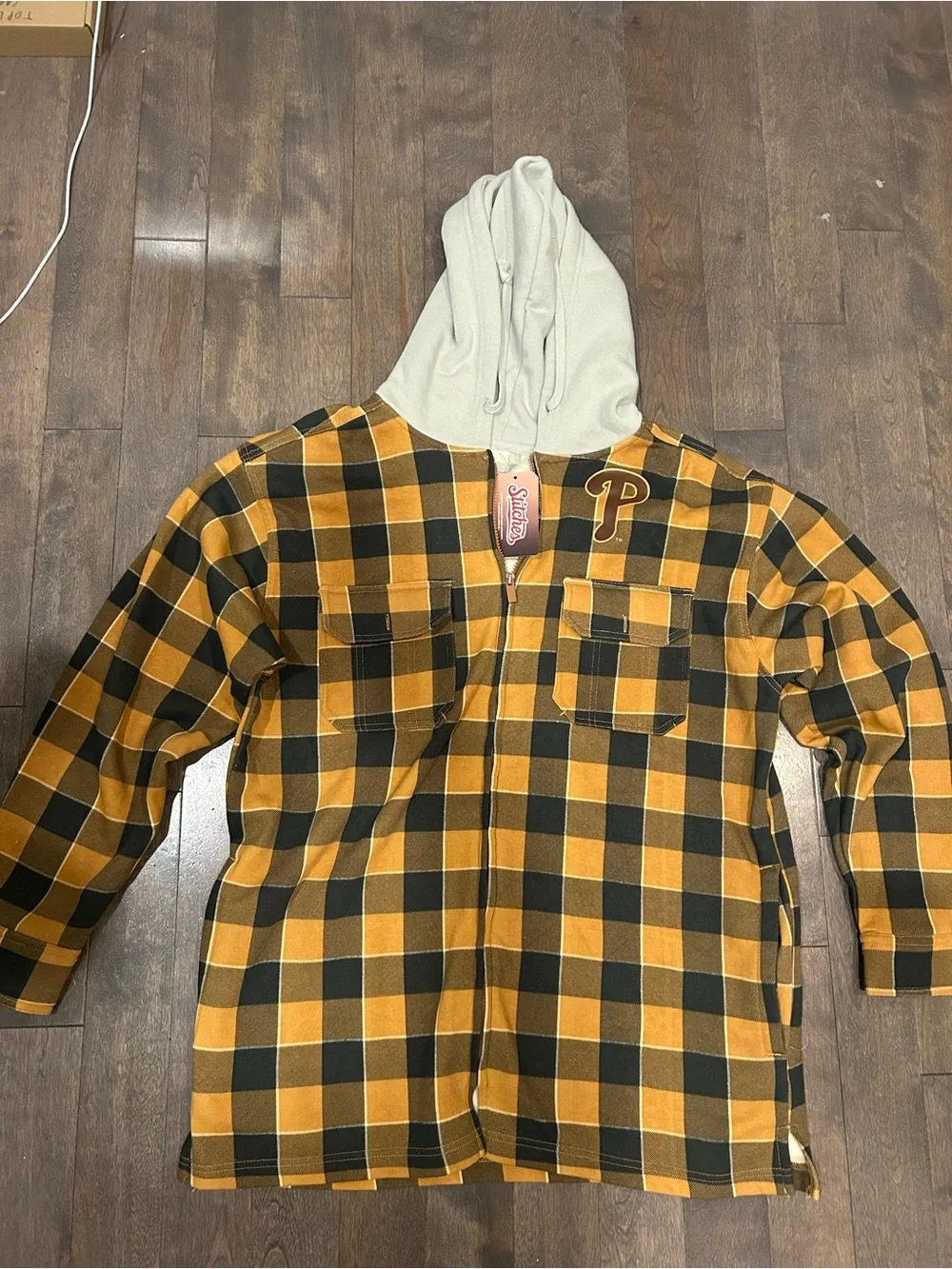 Phillies MLB official Merchandise Plaid Hooded flannel Jacket